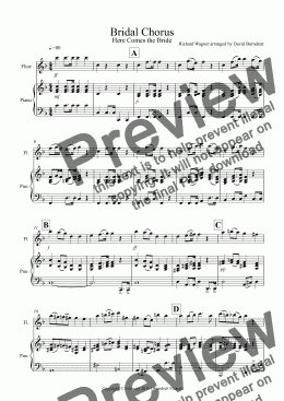 page one of Bridal Chorus "Here Comes The Bride" for Flute and Piano
