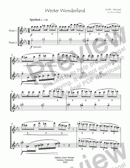 page one of Winter Wonderland  For Two Flutes 