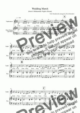 page one of Wedding March (from A Midsummer Night's Dream) for Euphonium and Piano