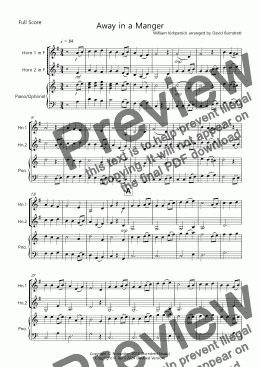 page one of Away in a Manger for Horn Duet