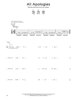 page one of All Apologies (Guitar Lead Sheet)