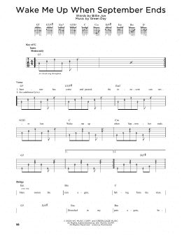 page one of Wake Me Up When September Ends (Guitar Lead Sheet)