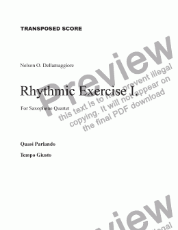 page one of Rhythmic Exercise I. (sax 4) (Transp. Score)