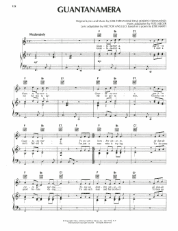 page one of Guantanamera (Piano, Vocal & Guitar Chords (Right-Hand Melody))
