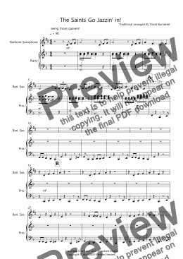 page one of The Saints Go Jazzin' in! for Baritone Saxophone and Piano