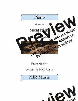 page one of Silent Night (Theme & variation) int. piano