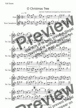 page one of O Christmas Tree for Flute and Tenor Saxophone Duet