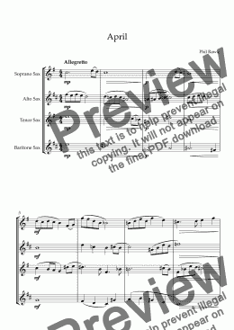 page one of April - Saxophone Quartet