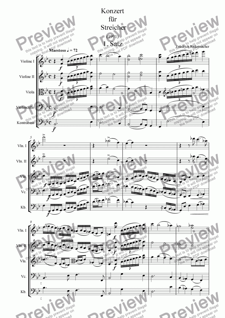 page one of Konzert f�r Streicher
