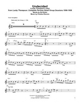 page one of Undecided (Tenor Sax Transcription)