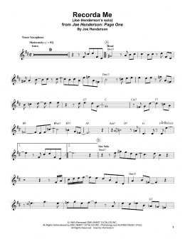 page one of Recorda Me (Tenor Sax Transcription)