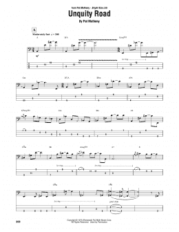 page one of Unquity Road (Bass Guitar Tab)