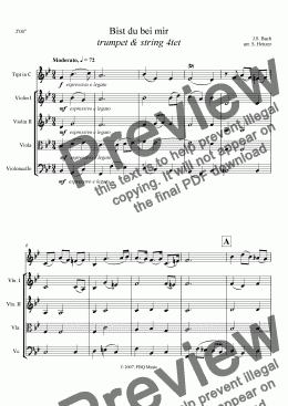 page one of Bist du bei mir (trumpet & string 4tet)