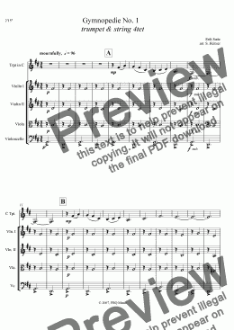 page one of Gymnopedie No. 1 (trumpet & string 4tet)