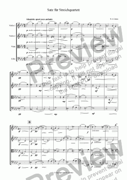 page one of Beethoven/Cohen - SATZ fur STREICHQUARTETT - for string quartet