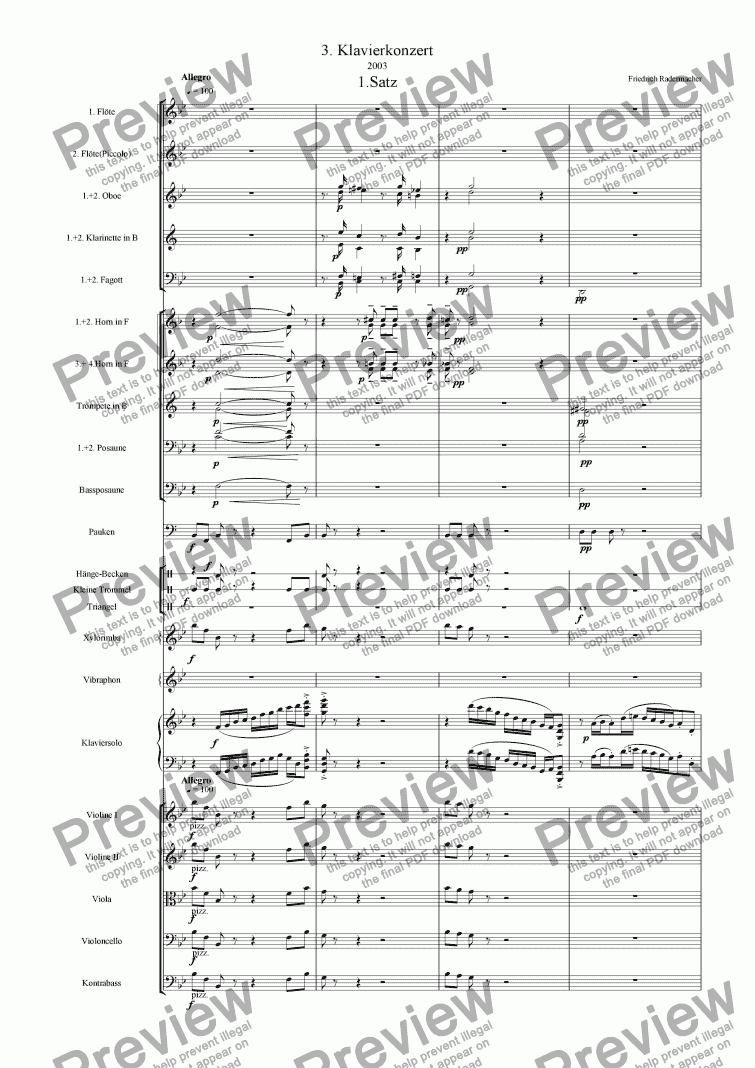 page one of 3. Klavierkonzert