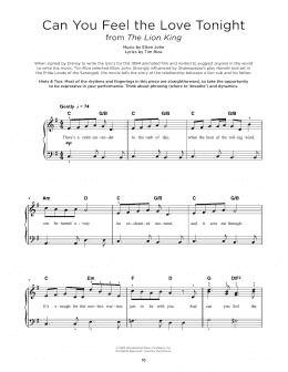 page one of Can You Feel The Love Tonight (from The Lion King) (Really Easy Piano)