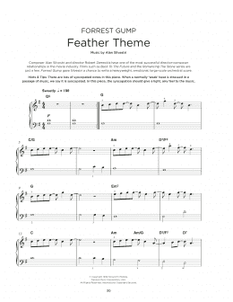 page one of Forrest Gump - Main Title (Feather Theme) (Really Easy Piano)