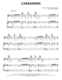 page one of Cassandra (Piano, Vocal & Guitar Chords (Right-Hand Melody))
