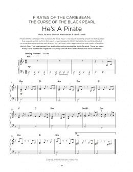 page one of He's A Pirate (from Pirates Of The Caribbean: The Curse of the Black Pearl) (Really Easy Piano)