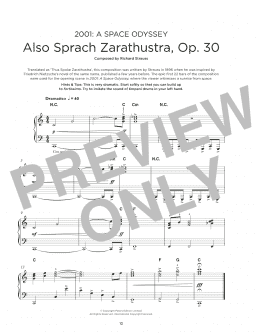 page one of Also Sprach Zarathustra (Really Easy Piano)