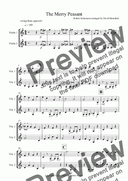 page one of The Merry Peasant (Jazzy Style!) for Violin Duet