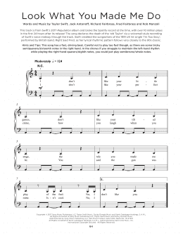 page one of Look What You Made Me Do (Really Easy Piano)