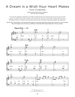 page one of A Dream Is A Wish Your Heart Makes (from Cinderella) (Really Easy Piano)