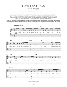 page one of How Far I'll Go (from Moana) (Really Easy Piano)