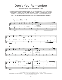 page one of Don't You Remember (Really Easy Piano)
