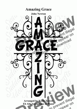 page one of Amazing Grace for Eb Alto Saxophone & Piano