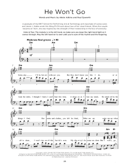 page one of He Won't Go (Really Easy Piano)