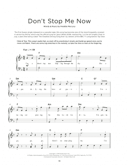 page one of Don't Stop Me Now (Really Easy Piano)