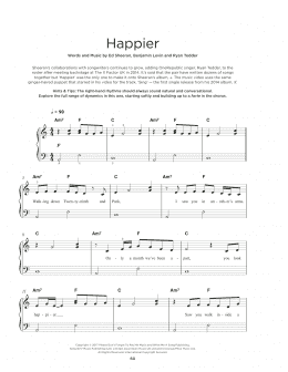 page one of Happier (Really Easy Piano)