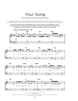 page one of Your Song (Really Easy Piano)