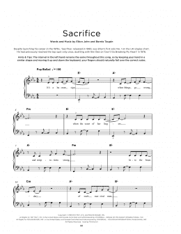 page one of Sacrifice (Really Easy Piano)