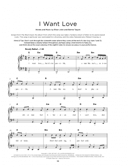 page one of I Want Love (Really Easy Piano)