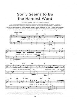 page one of Sorry Seems To Be The Hardest Word (Really Easy Piano)