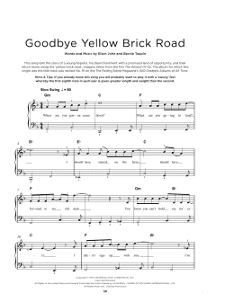 page one of Goodbye Yellow Brick Road (Really Easy Piano)