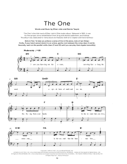 page one of The One (Really Easy Piano)