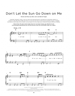 page one of Don't Let The Sun Go Down On Me (Really Easy Piano)