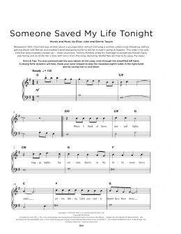 page one of Someone Saved My Life Tonight (Really Easy Piano)