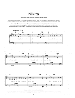 page one of Nikita (Really Easy Piano)