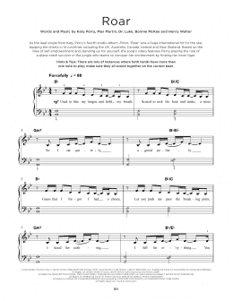 page one of Roar (Really Easy Piano)