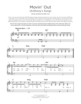 page one of Movin' Out (Anthony's Song) (Really Easy Piano)