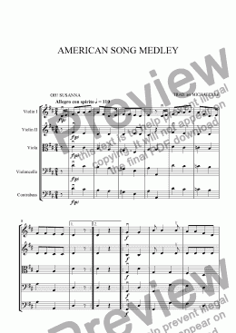 page one of American Song Medley For Strings