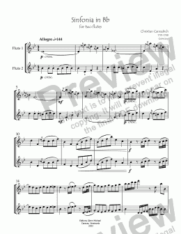 page one of Sinfonia  for two flutes 
