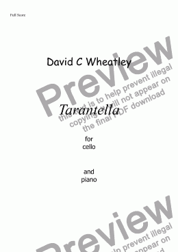 page one of Tarantella - for cello and piano by David Wheatley