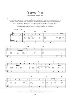 page one of Save Me (Really Easy Piano)
