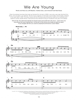 page one of We Are Young (Really Easy Piano)